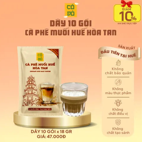String of 10 Sachets Huế Instant Salt Coffee (Original)