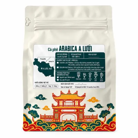 Cà phê Đặc sản của Huế - Arabica A Lưới chế biến khô 250g